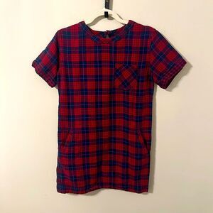 Madewell Red and Navy 100% Cotton Edina T Shirt Dress with Pockets XS